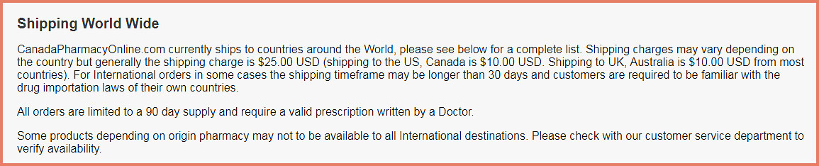 shipping details